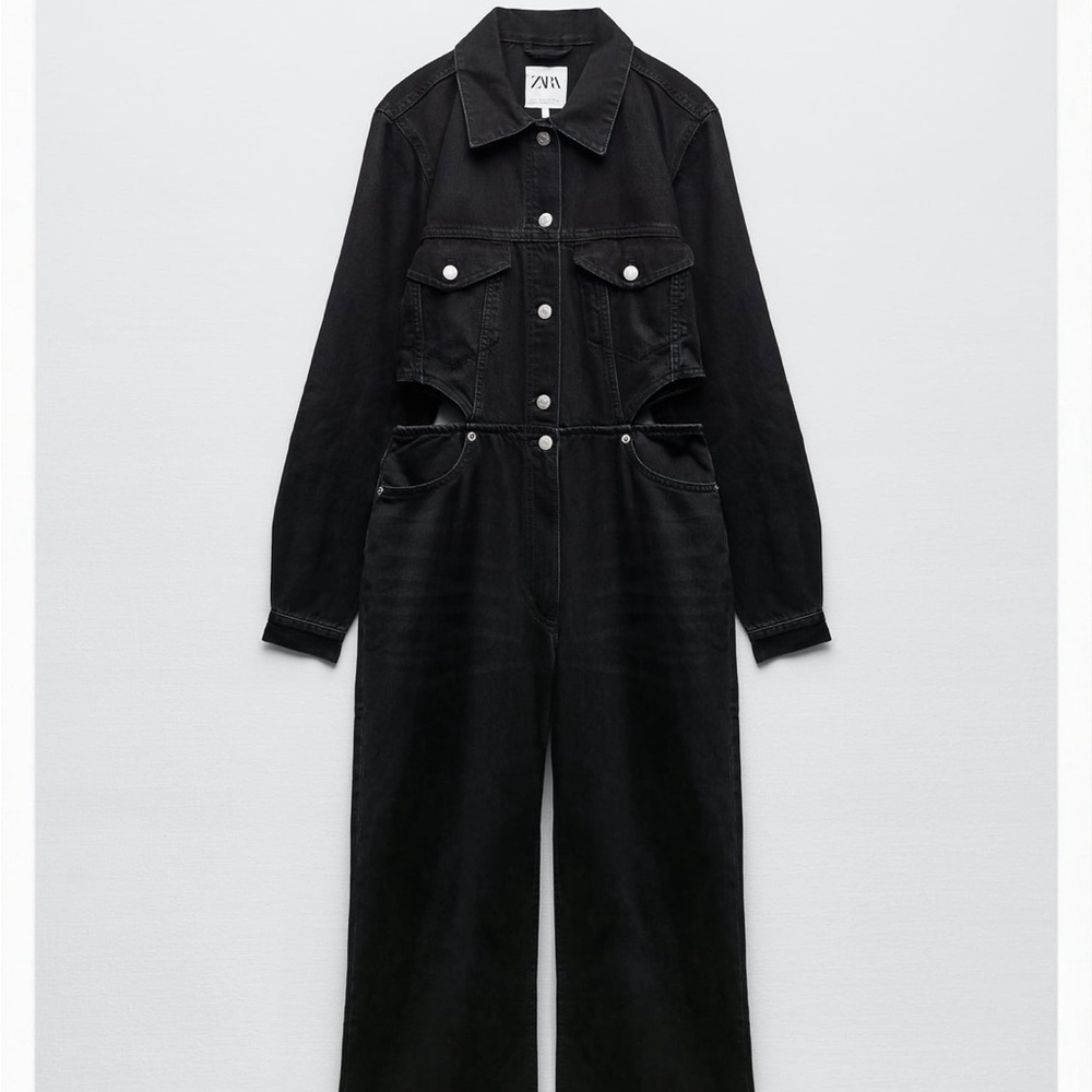 Full length cut out denim jumpsuit